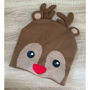 Reindeer Hat Beanie Skull Cap Kids Youth One Size Fits Most Holiday Christmas